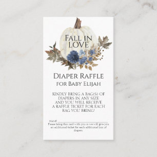 Navy Blue Floral Fall White Pumpkin Diaper Raffel Visitenkarte