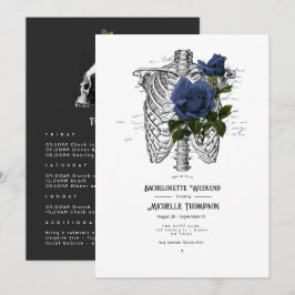 Navy Blue Floral Gothic Bachelorette Wochenende Einladung