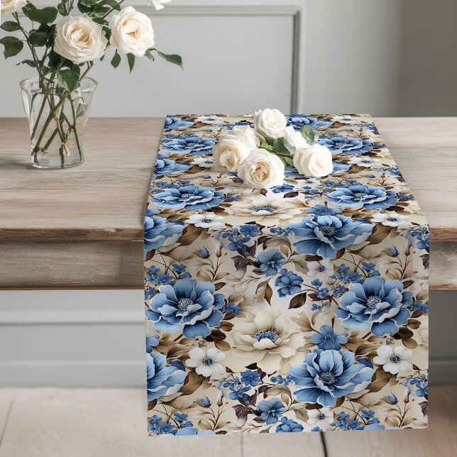 Navy Blue Floral Home Decor Table Runner Großer Tischläufer (Navy Blue Floral Home Decor Table Runner)