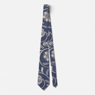 Navy Blue Floral Krawatte