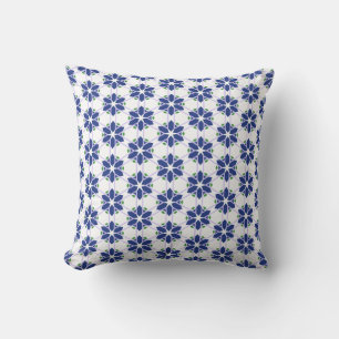 Navy Blue Floral Mosaik Kissen