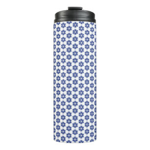 Navy Blue Floral Mosaik Thermosbecher