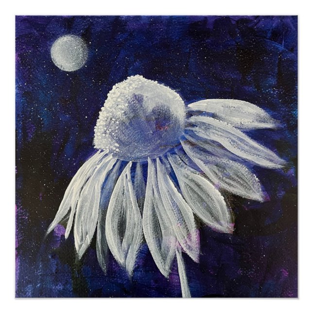 Navy Blue Floral Poster (Vorderseite)