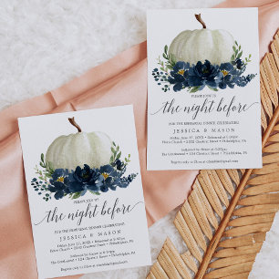 Navy Blue Floral Pumpkin Probe Dinner Einladung