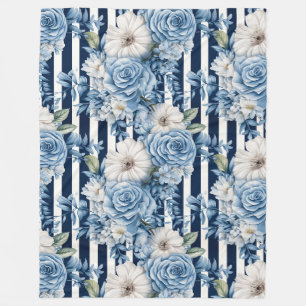 Navy Blue Floral Stripes Brautparty Fleecedecke