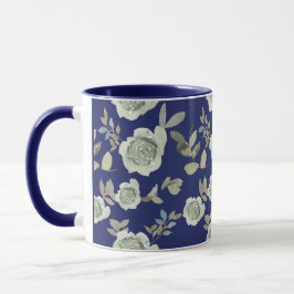 Navy Blue Floral Tasse