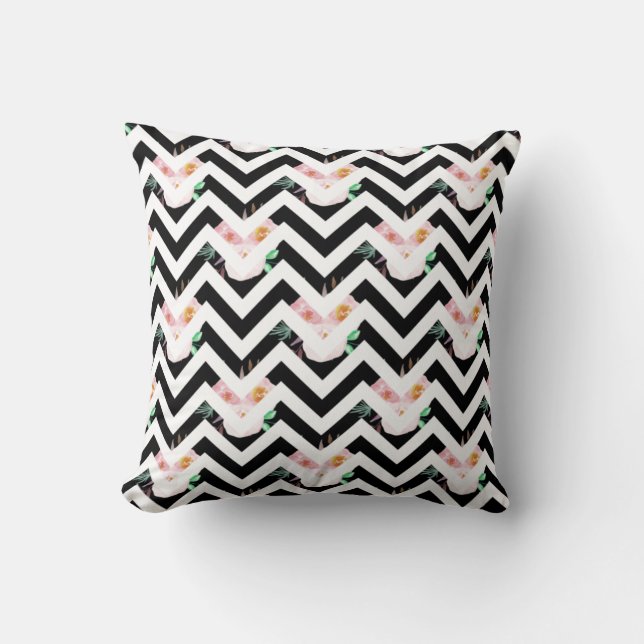 Navy Blue Floral Throw Pillows Kissen (Vorderseite)