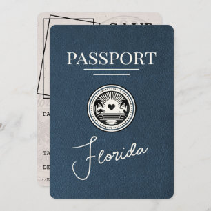 Navy Blue Florida Passport Save the Date