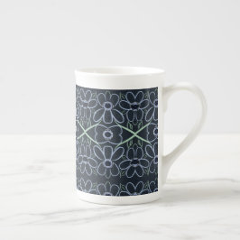 Navy Blue Flower China Tasse