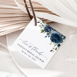 Navy Blue Flowers, Greenery, Boho, Bridal Shower Geschenkanhänger