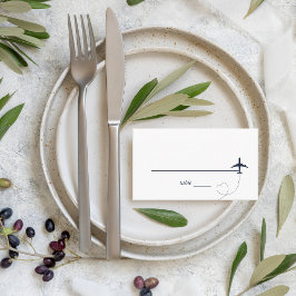 Navy Blue Flugzeug Heart Travel Hochzeit in Urlaub Platzkarte