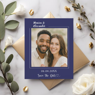 Navy-Blue-Foto-Hochzeit Save the Date Flyer
