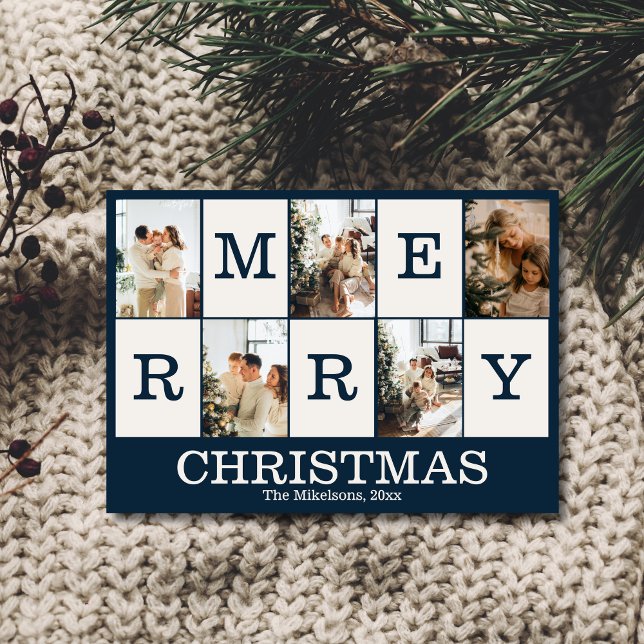 Navy Blue Foto personalisiert Frohe Weihnachten (Von Creator hochgeladen)