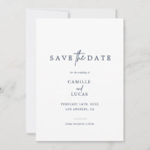 Navy Blue Foto Save the Dates Einladung