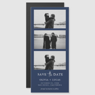 Navy Blue Foto Strip Magnetic Wedding Magnetkarte