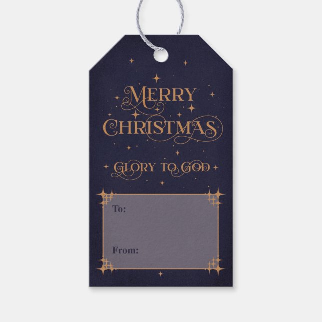Navy Blue Frohe Weihnachten Geschenkanhänger (Vorderseite)