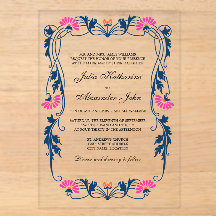 Navy Blue & Fuchsia Floral Wirbel