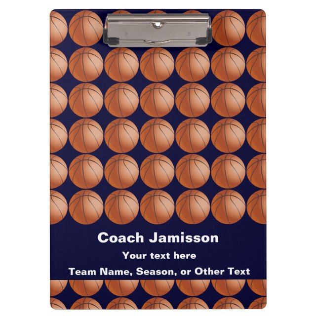  Navy Blue für Basketball Coach, Name, vielen Dank Klemmbrett (Vorderseite)