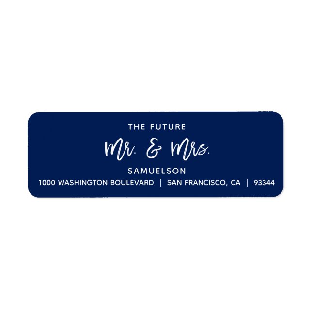 Navy Blue Future Mr. & Mrs. Wedding Rücksendeadres (Vorne)