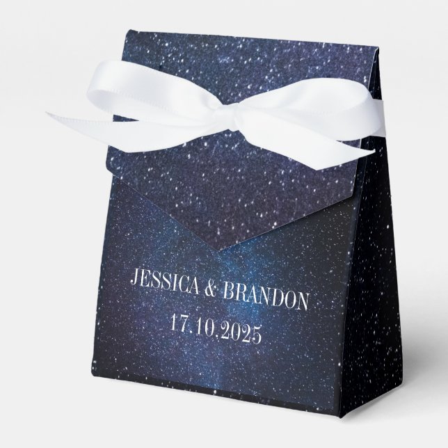 Navy Blue Galaxy Starry Night Stars Moderne Gunst Geschenkschachtel (Vorderseite)