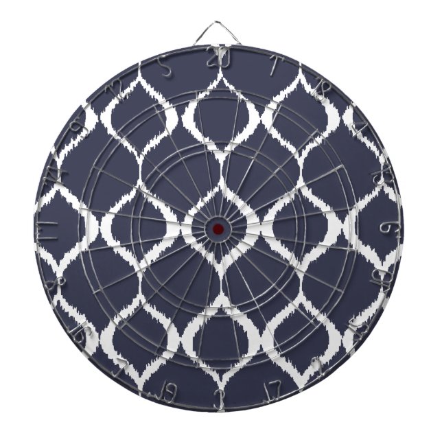 Navy Blue Geometric Ikat Tribal Print Pattern Dartscheibe (vorne)