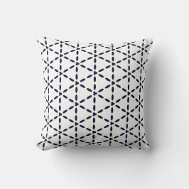 Navy Blue Geometric Pattern on White Kissen
