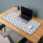 Navy Blue Geometric Pattern on White Schreibtischunterlage<br><div class="desc">A clean and elegant geometric pattern featuring navy blue petal shapes arranged in a symmetrical design on a white background. This minimalist decorative motif adds a modern yet timeless touch to stationery,  home décor,  and personalized products.</div>