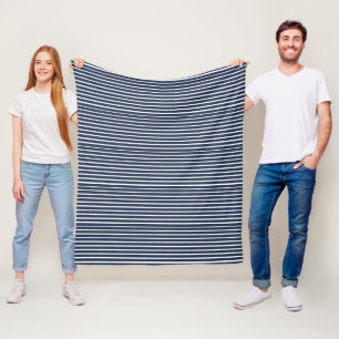 Navy-Blue gestreiftes Strandhaus Fleecedecke