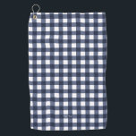 Navy Blue Gingham Kariert Golfhandtuch<br><div class="desc">Moderne und trendige Gingham karierte Muster in Blau und Weiß.</div>