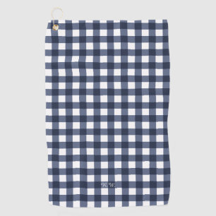Navy Blue Gingham Kariert Golfhandtuch