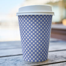Navy Blue Gingham Paper Cups