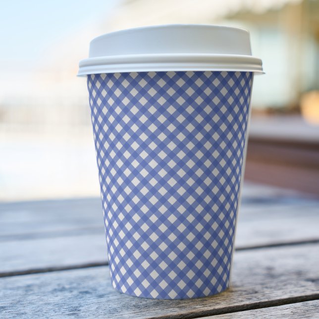 Navy Blue Gingham Paper Cups Pappbecher (Von Creator hochgeladen)