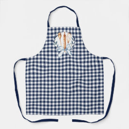 Navy Blue Gingham Utensils Cooking Bakery Schürze