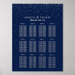 Navy Blue & Glam Silver Confetti Hochzeitssitze Foliendrucke