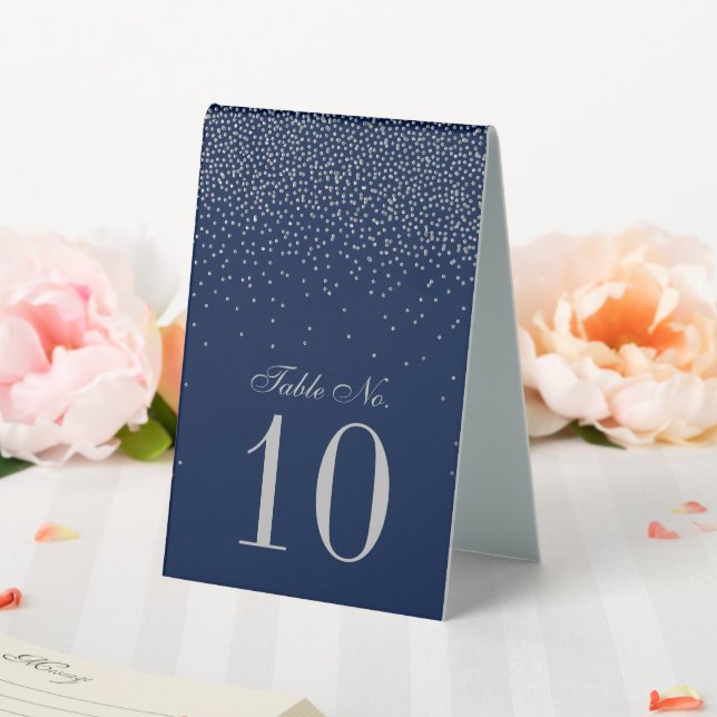 Navy Blue & Glam Silver Confetti Hochzeitstisch Nr Tischaufsteller (In Situ (Hochzeit))