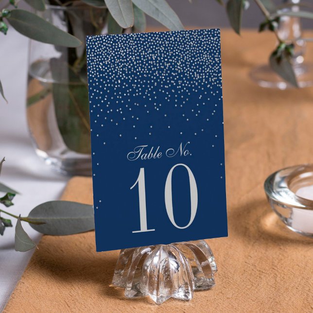 Navy Blue & Glam Silver Confetti Wedding Einladung (Von Creator hochgeladen)
