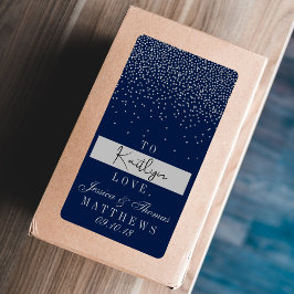 Navy Blue & Glam Silver Confetti Wedding Geschenk