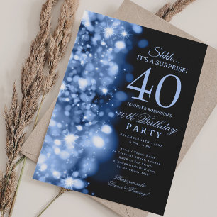 Navy-Blue-Glam-Verratene 40. Geburtstagsfeier Einladung