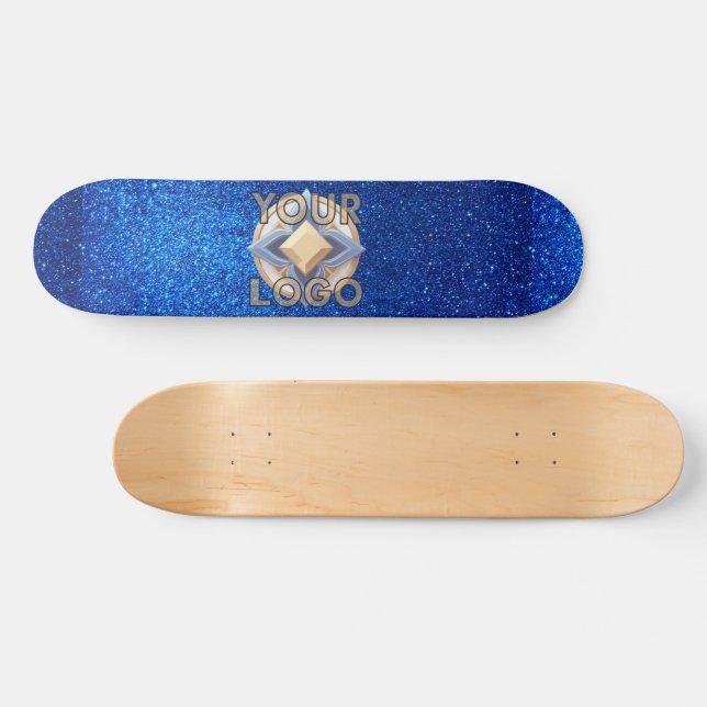 Navy Blue Glitzer Beruflich Company Logo Office Skateboard (Horizontal)