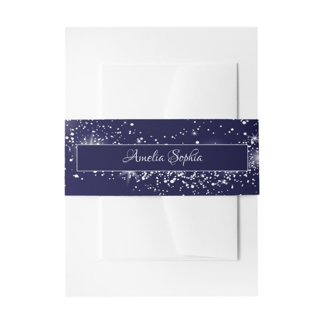 Navy Blue Glitzer Einladungsbanderole (Vorderseite Beispiel)