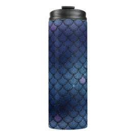 Navy Blue Glitzer Mermaid Scale-Muster Thermosbecher
