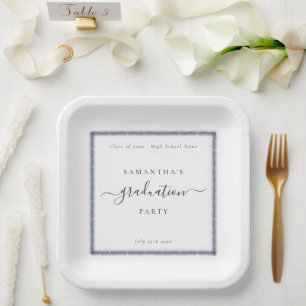 Navy Blue Glitzer Name Year Graduation Party Pappteller