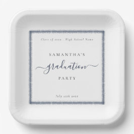 Navy Blue Glitzer Name Year Graduation Party Pappteller