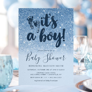 Navy Blue Glitzer Ombre Es ist eine Baby-Dusche Einladung