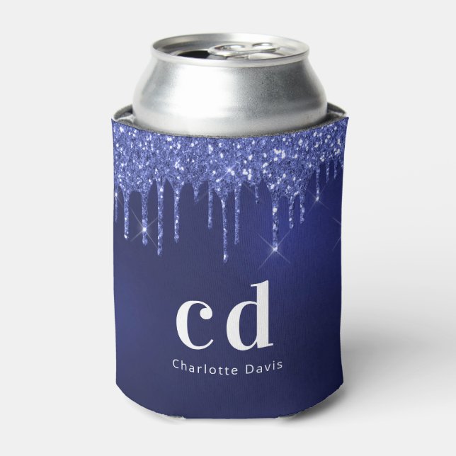 Navy Blue Glitzer Tropfen Dosenkühler (Kanne Vorderseite)