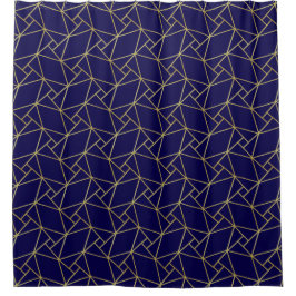 Navy Blue & Gold Abstrakt Geometric Muster Luxus Duschvorhang