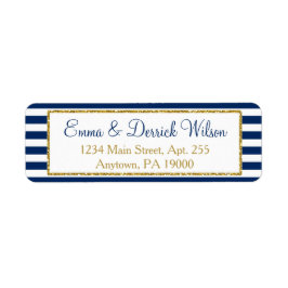 Navy Blue Gold Address Labels Elegante Dusche