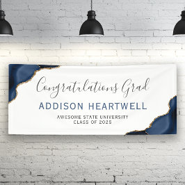 Navy Blue Gold Agate Herzlichen Glückwunsch Abschl Banner