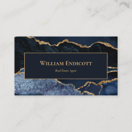 Navy Blue Gold Agate Real Anwesen Beruflich Visitenkarte