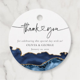Navy Blue Gold Agate Wedding Danke für Tags Geschenkanhänger